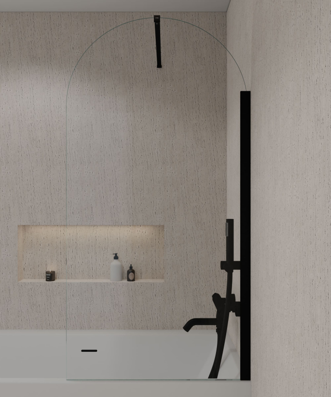 Duschabtrennung Badewanne Schwarz ESG 70 cm – Leira