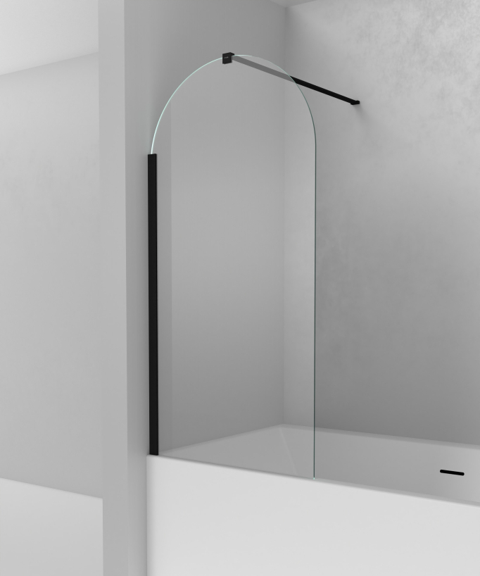 Duschabtrennung Badewanne Schwarz ESG 70 cm – Leira