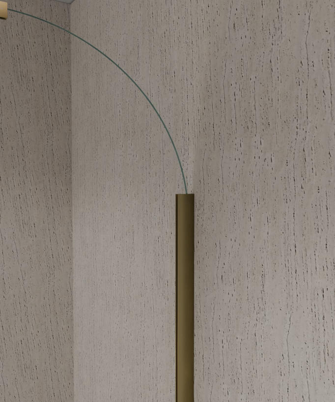 Feste Badewannenabtrennung 140 x 70 cm, gebürstetes Goldprofil - Leira