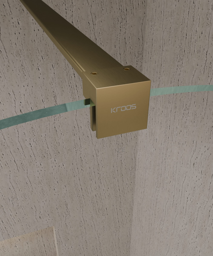 Feste Badewannenabtrennung 140 x 70 cm, gebürstetes Goldprofil - Leira