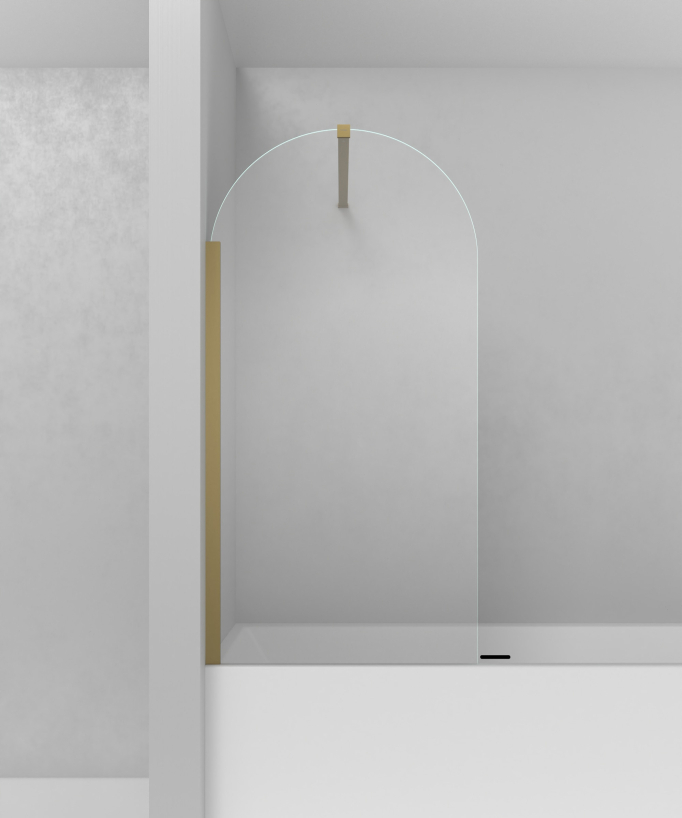 Feste Badewannenabtrennung 140 x 70 cm, gebürstetes Goldprofil - Leira