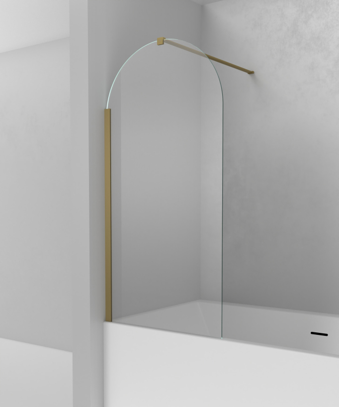 Feste Badewannenabtrennung 140 x 70 cm, gebürstetes Goldprofil - Leira