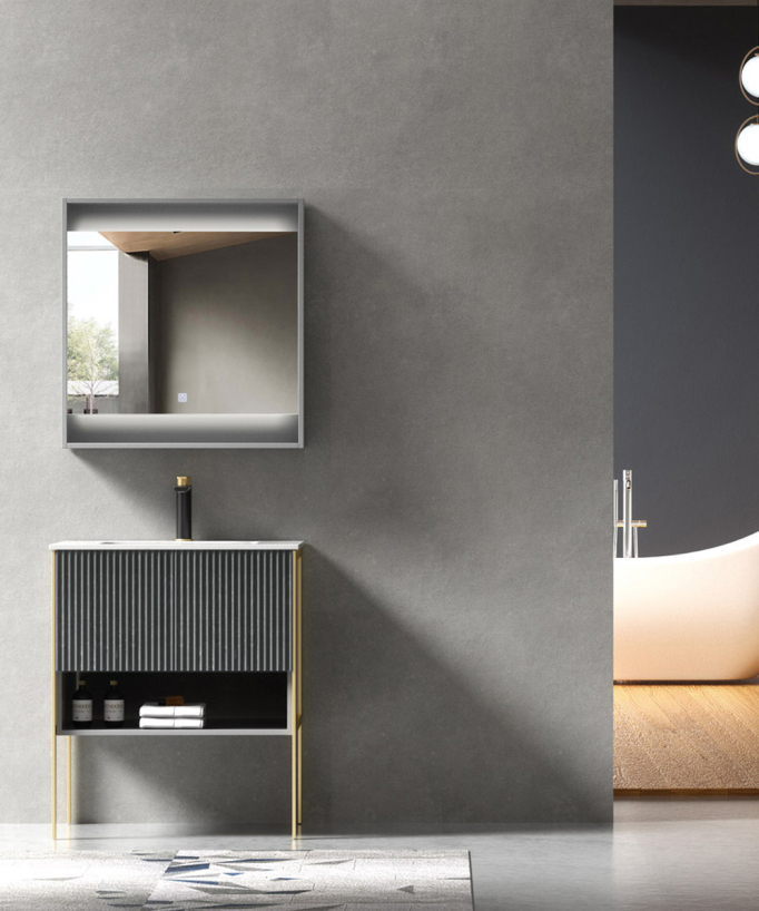 Badmöbel Grau Calacatta – 70 cm