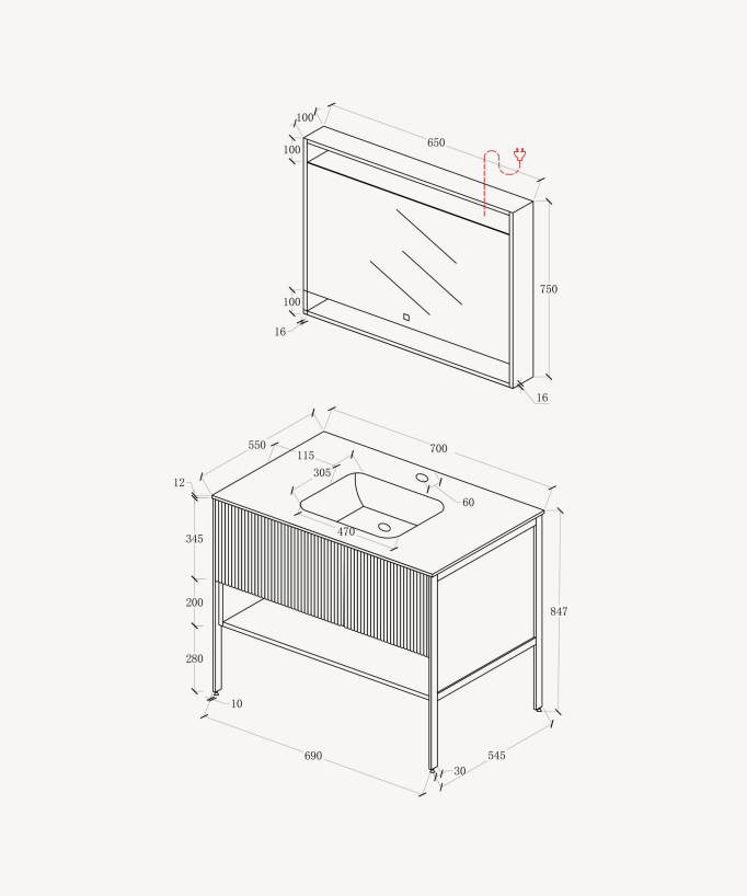 Badezimmermöbel Calcutta Grün – 70 cm