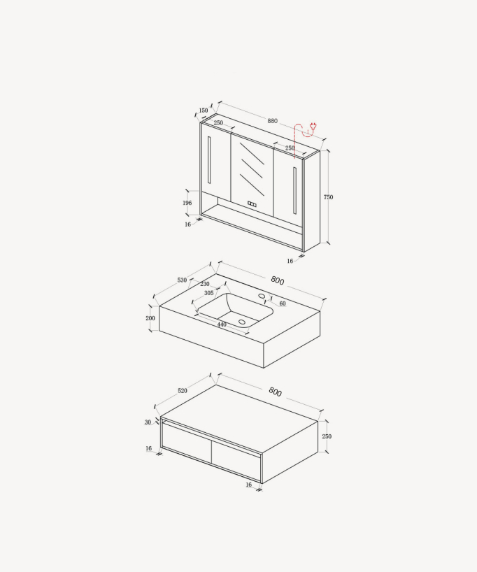 Badmöbel Weiß Madras – 80 cm