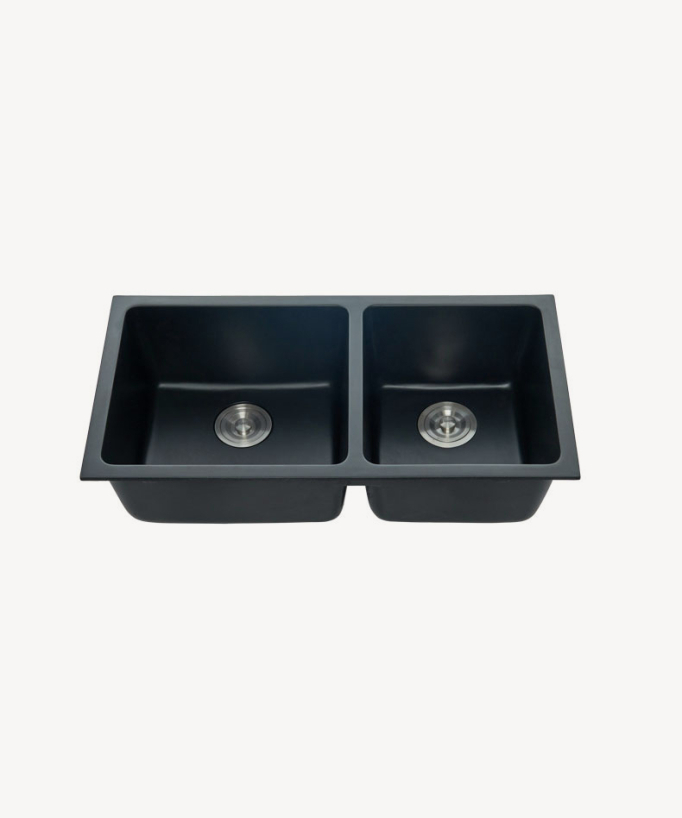 Doppelspüle 820 mm – schwarzer Granit – Fusain