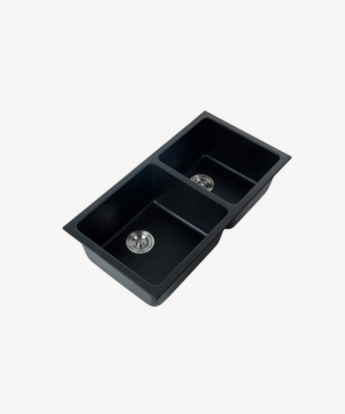 Doppelspüle 820 mm – schwarzer Granit – Fusain