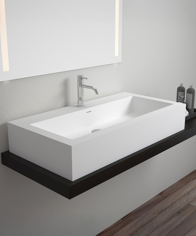 Aufsatz-Waschtisch rechteckig Solid Surface Weiß matt - Likasi