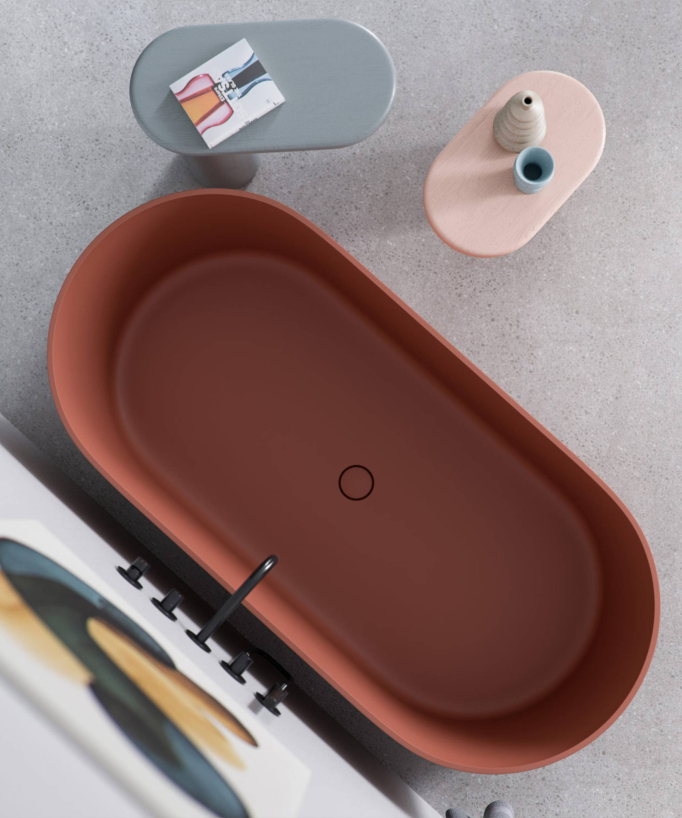 Ovo - Freistehende Badewanne oval Terracotta