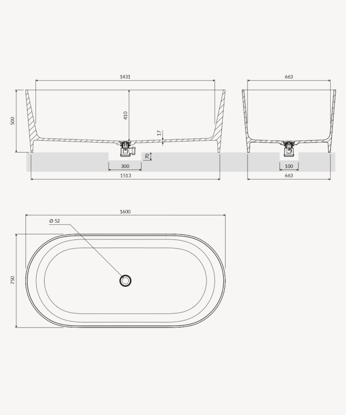 Ovo – Freistehende Badewanne oval Schwarz