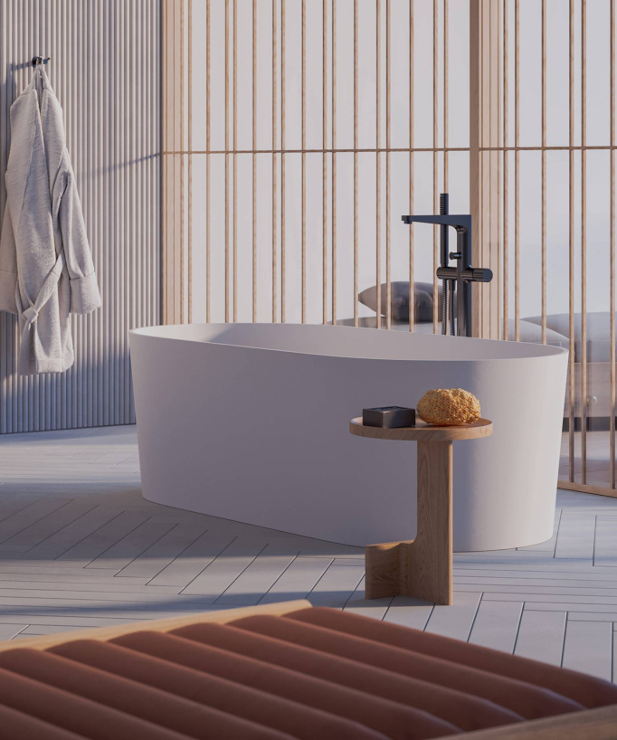 Ovo – Freistehende Badewanne oval Weiß matt