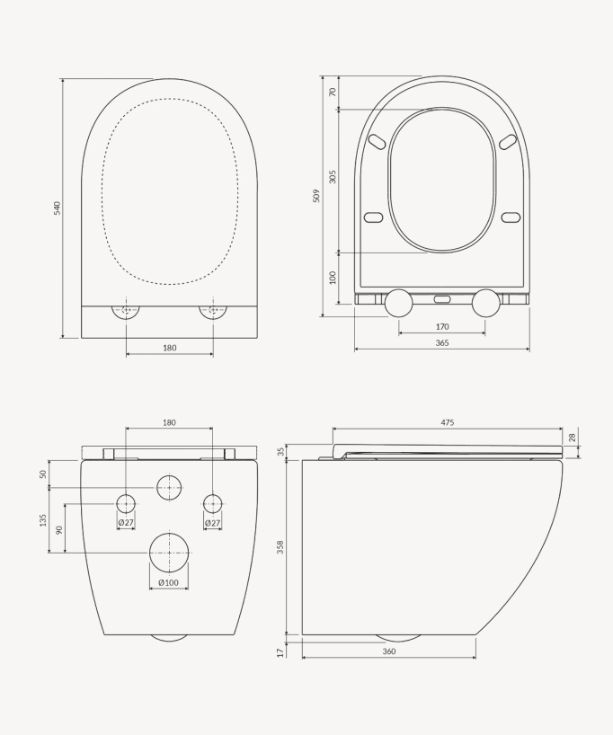 Ottawa Comfort – Wand-WC mit Softclose WC-Sitz Weiß