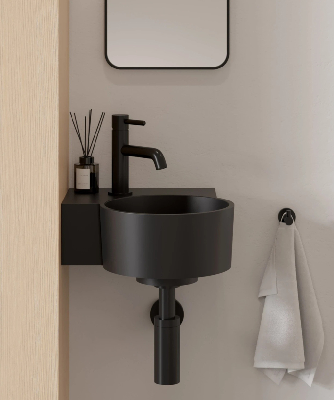 Ovo - Rundes Wand-Handwaschbecken Schwarz