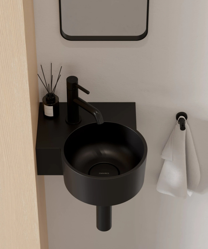Ovo - Rundes Wand-Handwaschbecken Schwarz