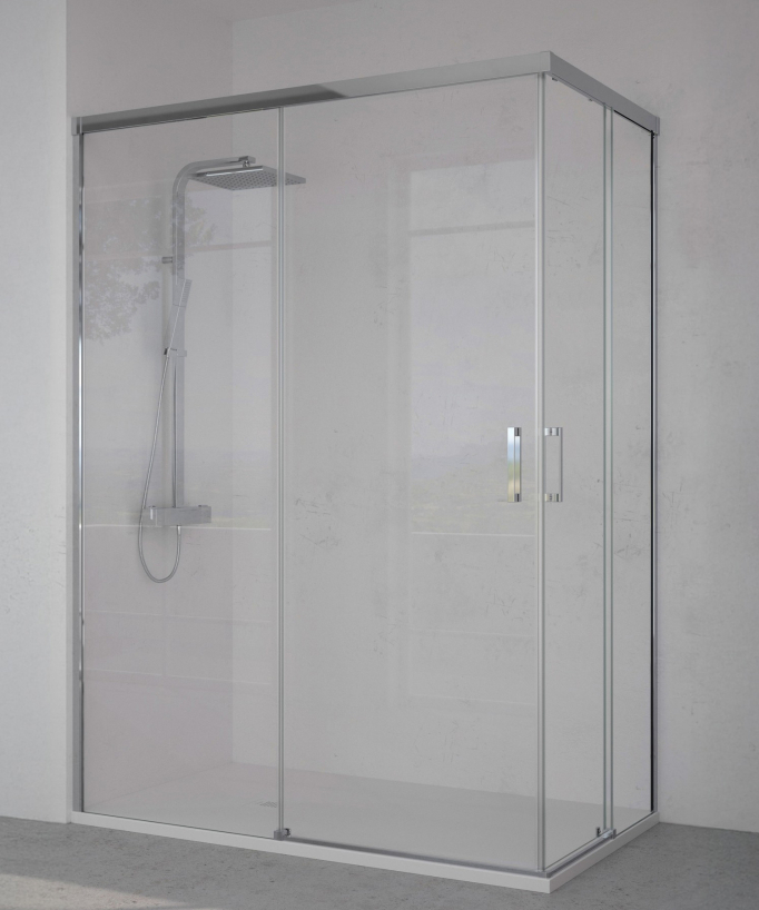 Paroi de douche avec deux portes coulissantes chromé de la gamme Série Fix