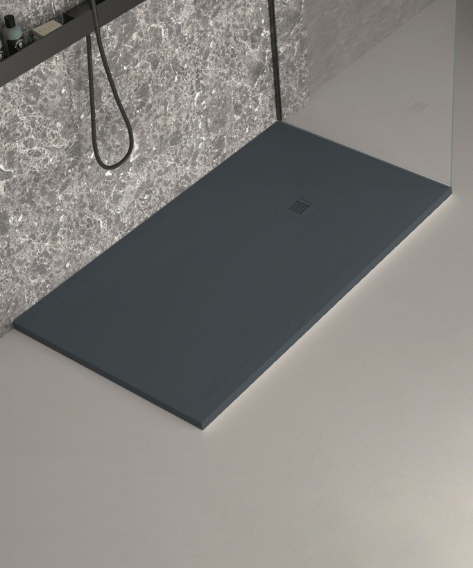 Duschwanne Anthrazit - Schiefer-Finish Stone Plus - farblich abgestimmtes Gitter