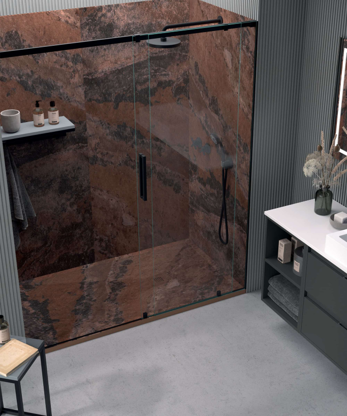 Duschwanne Marmor Rost, Stone 3D Glatt-Finish
