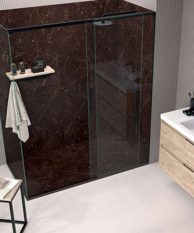 Duschwanne Oasis Dunkelbraun, Stone 3D Glatt-Finish