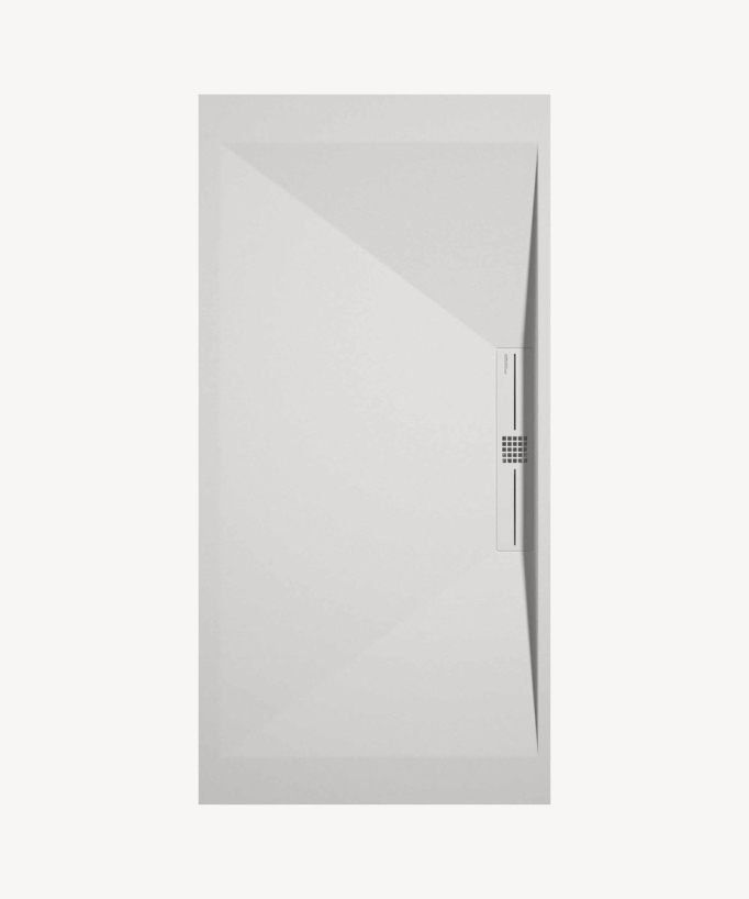 Duschwanne Weiß, Glatt-Finish Stone SIDE, farblich passender Ablaufrost