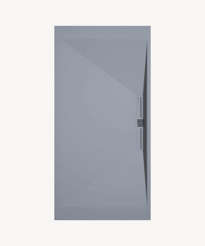Duschwanne Grau, Glatt-Finish Stone SIDE, farblich passender Ablaufrost