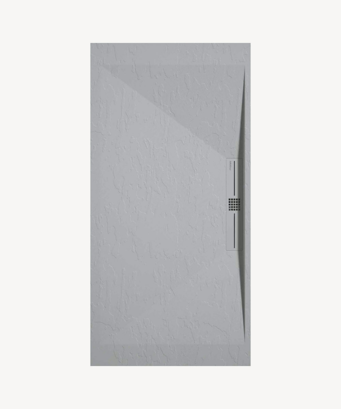 Duschwanne Grau 7035, Schieferoptik Stone SIDE, farblich passender Ablaufrost