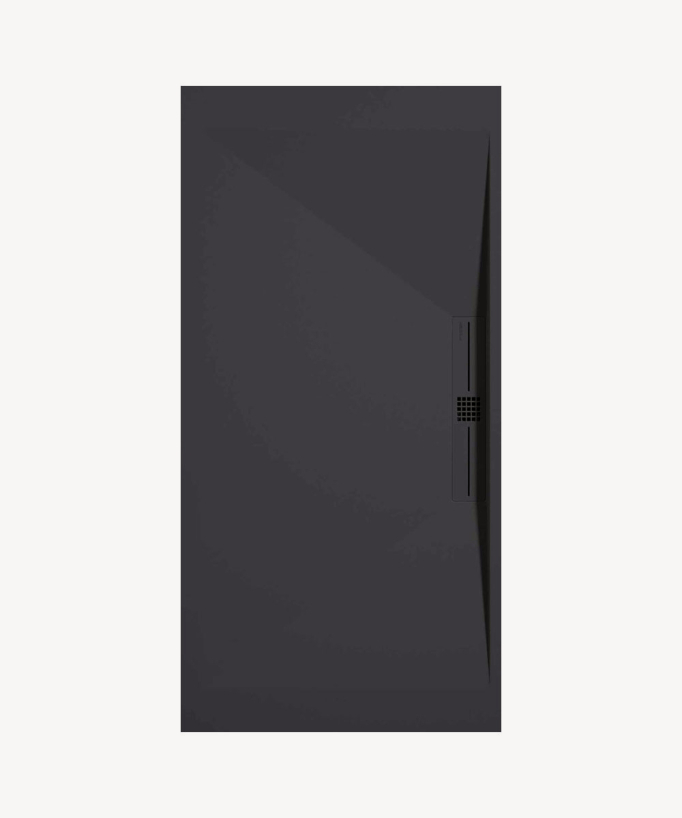 Duschwanne Anthrazit, Glatt-Finish Stone SIDE, farblich passender Ablaufrost