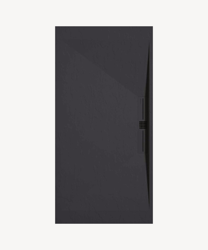 Duschwanne Anthrazit, Schieferoptik Stone SIDE, farblich passender Ablaufrost