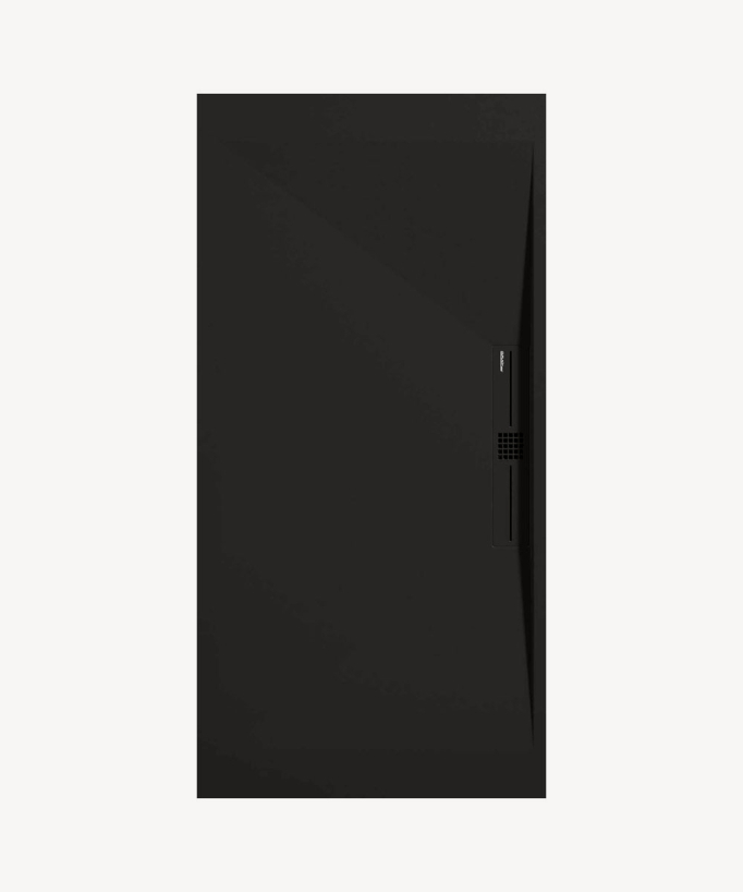 Duschwanne Schwarz, Glatt-Finish Stone SIDE, farblich passender Ablaufrost
