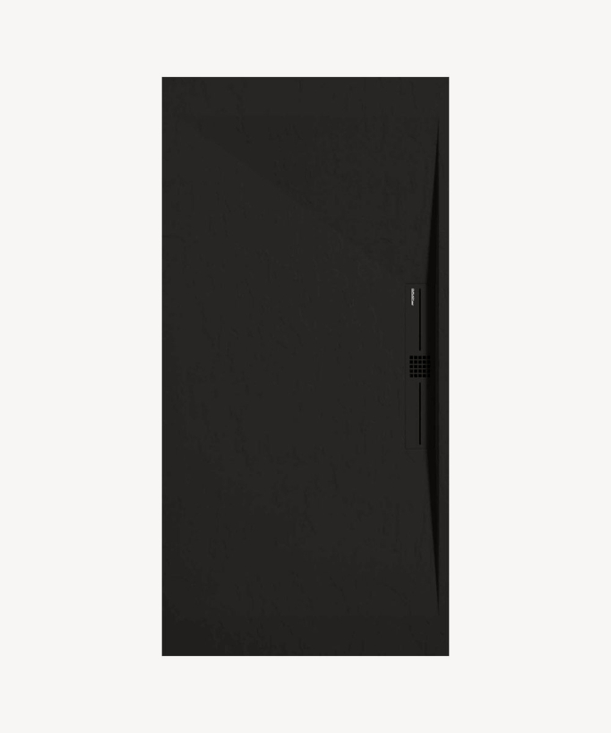 Duschwanne Schwarz, Schieferoptik Stone SIDE, farblich passender Ablaufrost