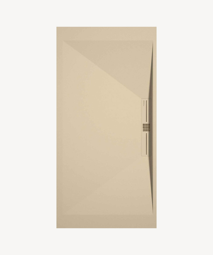 Duschwanne Creme, Glatt-Finish Stone SIDE, farblich passender Ablaufrost