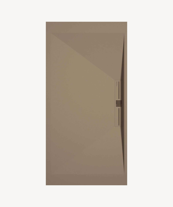 Duschwanne Mokka, Glatt-Finish Stone SIDE, farblich passender Ablaufrost