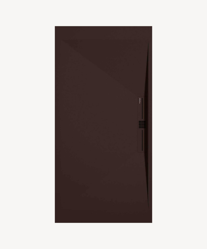 Duschwanne Schokolade, Glatt-Finish Stone SIDE, farblich passender Ablaufrost