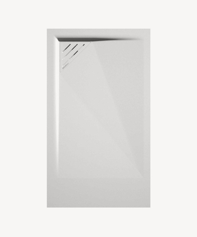 Duschwanne Weiß, Glatt-Finish Stone MIO, farblich passender Ablaufrost