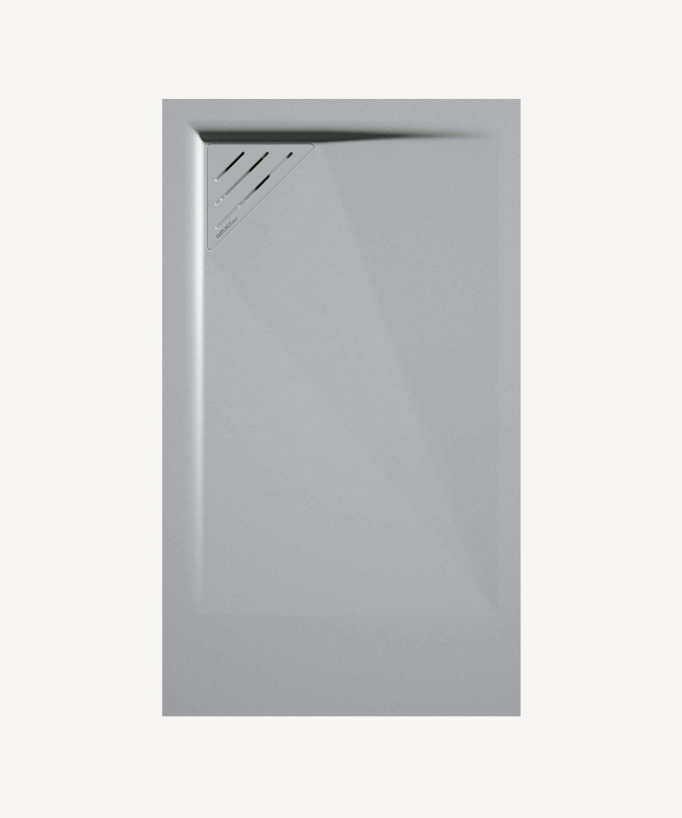 Duschwanne Grau 7035, Glatt-Finish Stone MIO, farblich passender Ablaufrost