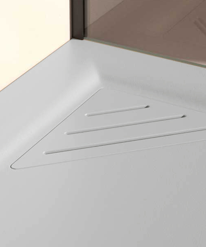 Duschwanne Grau 7035, Glatt-Finish Stone MIO, farblich passender Ablaufrost