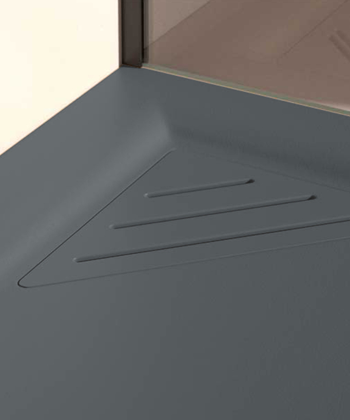 Duschwanne Anthrazit, Glatt-Finish Stone MIO, farblich passender Ablaufrost