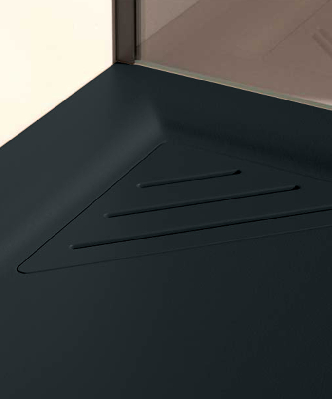Duschwanne Schwarz, Glatt-Finish Stone MIO, farblich passender Ablaufrost