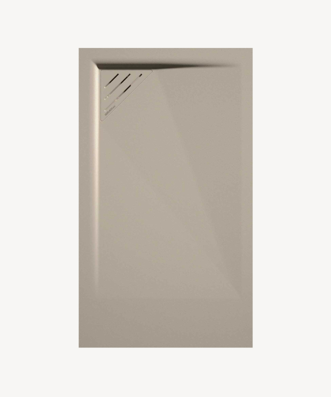 Duschwanne Creme, Glatt-Finish Stone MIO, farblich passender Ablaufrost