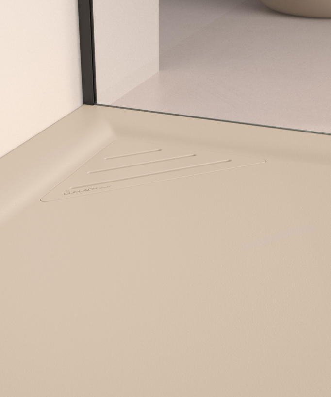Duschwanne Creme, Glatt-Finish Stone MIO, farblich passender Ablaufrost