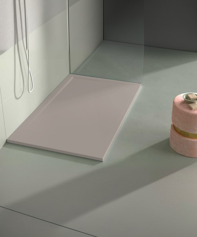 Duschwanne Sand, Glatt-Finish Stone MIO, farblich passender Ablaufrost