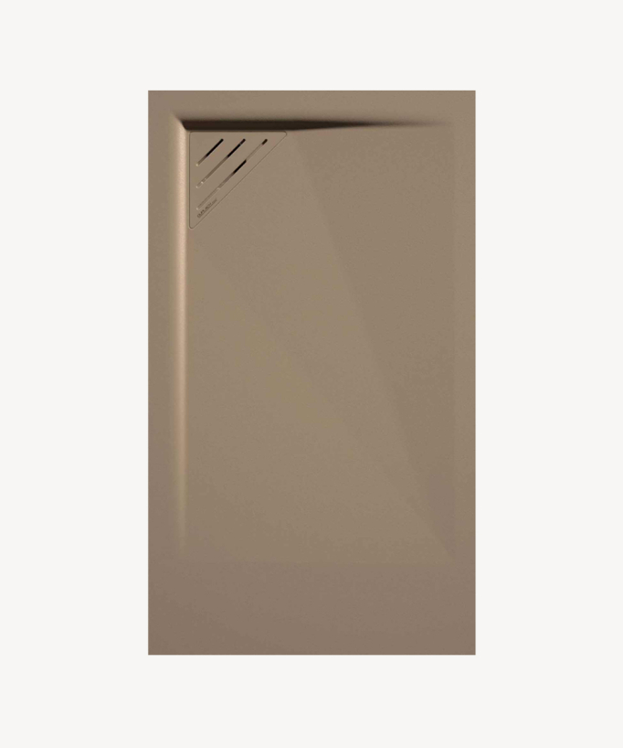 Duschwanne Mokka, Glatt-Finish Stone MIO, farblich passender Ablaufrost
