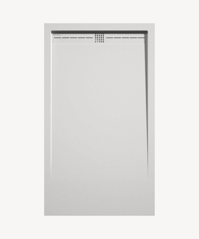 Duschwanne Weiß, Glatt-Finish Stone CACH, farblich passender Ablaufrost