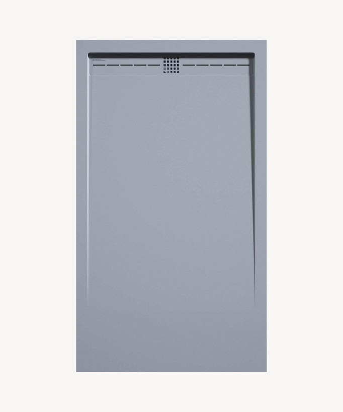 Duschwanne Grau, Glatt-Finish Stone CACH, farblich passender Ablaufrost