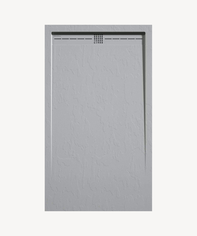 Duschwanne Grau 7035, Schieferoptik Stone CACH, farblich passender Ablaufrost