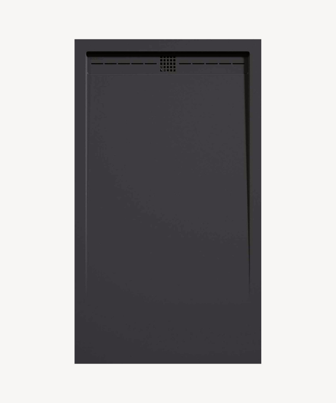 Duschwanne Anthrazit, Glatt-Finish Stone CACH, farblich passender Ablaufrost