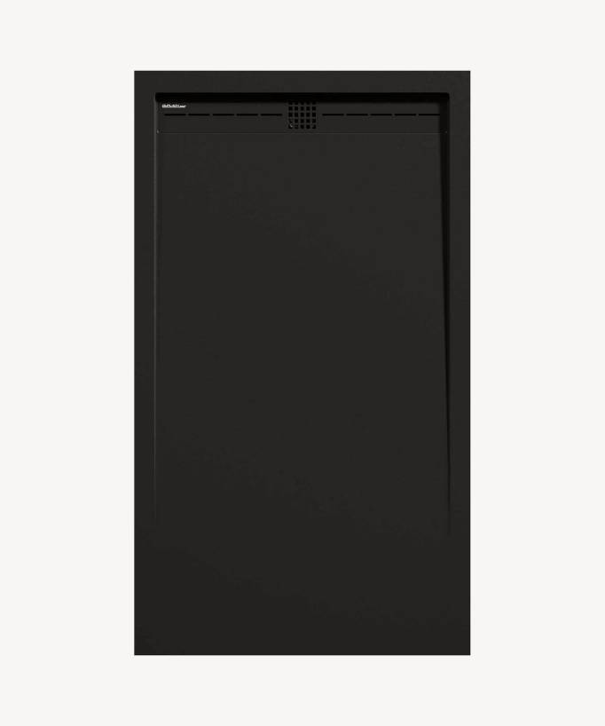 Duschwanne Schwarz, Glatt-Finish Stone CACH, farblich passender Ablaufrost