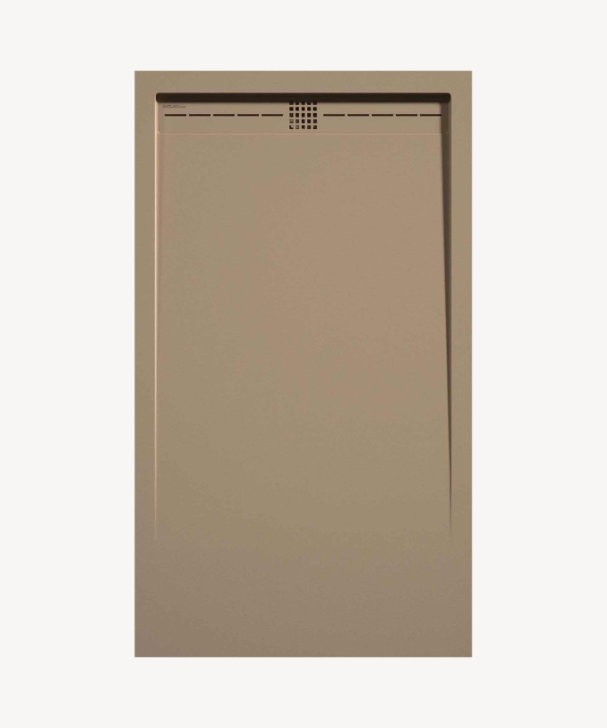 Duschwanne Mokka, Glatt-Finish Stone CACH, farblich passender Ablaufrost