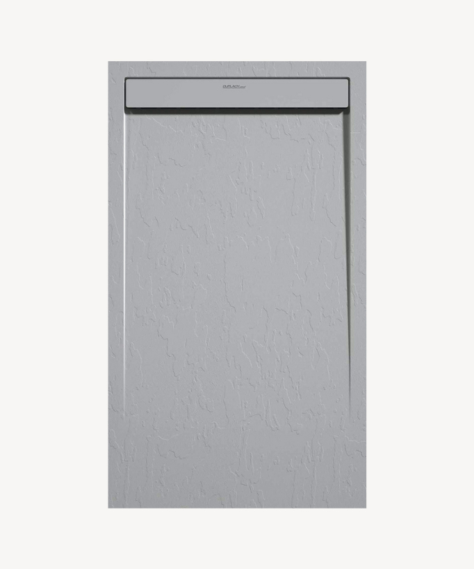Duschwanne Lichtgrau (RAL 7035), Schieferoptik Stone SMART, farblich passender Ablaufrost
