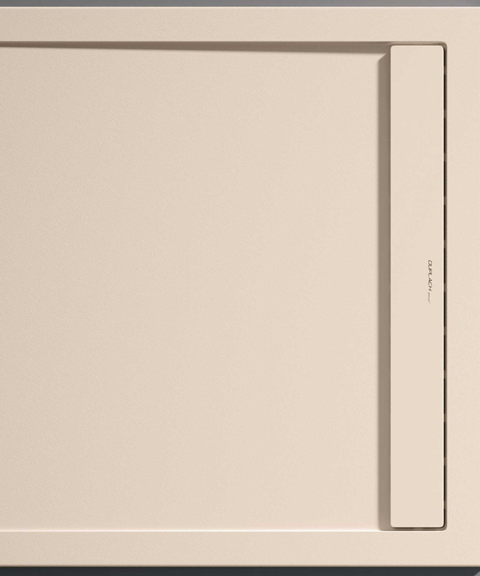 Duschwanne Creme, Glatt-Finish Stone SMART, farblich passender Ablaufrost