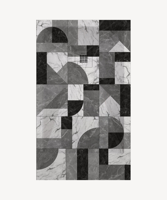 Duschwanne 2 BN Mosaik, Glatt-Finish Stone 3D, farblich passender Ablaufrost